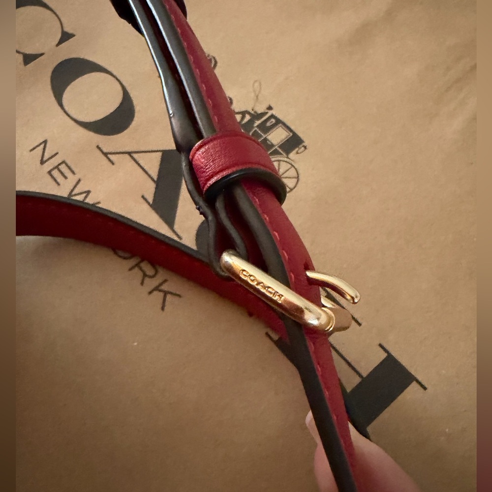 Coach MINI CAMERA BAG IN SIGNATURE LEATHER - Cherry NWT - Picture 10 of 16